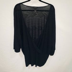 Lane Bryant black wrap knit eyelet sweater top